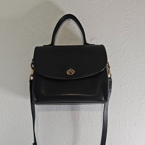 Coach Vintage Manor 9977 Black Leather Top Handle CrossbodyMade in USA Classi